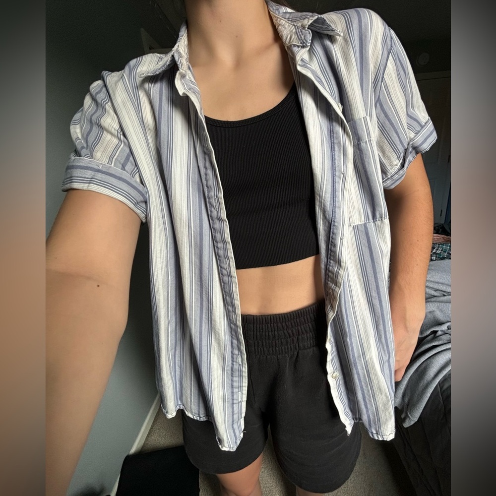 Blue Button Down Pullover - image 2